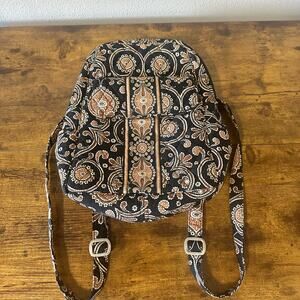 VERA BRADLEY Vintage Quilted Backpack Caffe Latte Retired Print Boho